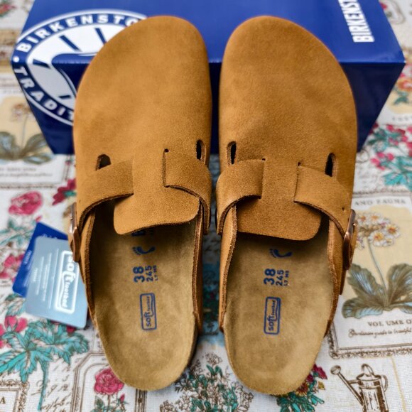👑POSH NWT Women's Mink Suede Birkenstock Boston Shoes - Narrow Fit - Picture 2 of 5